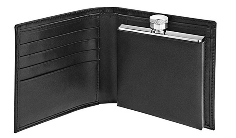 Concealed Flask with Leather Wallet