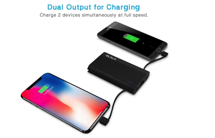 portable charger for two phones